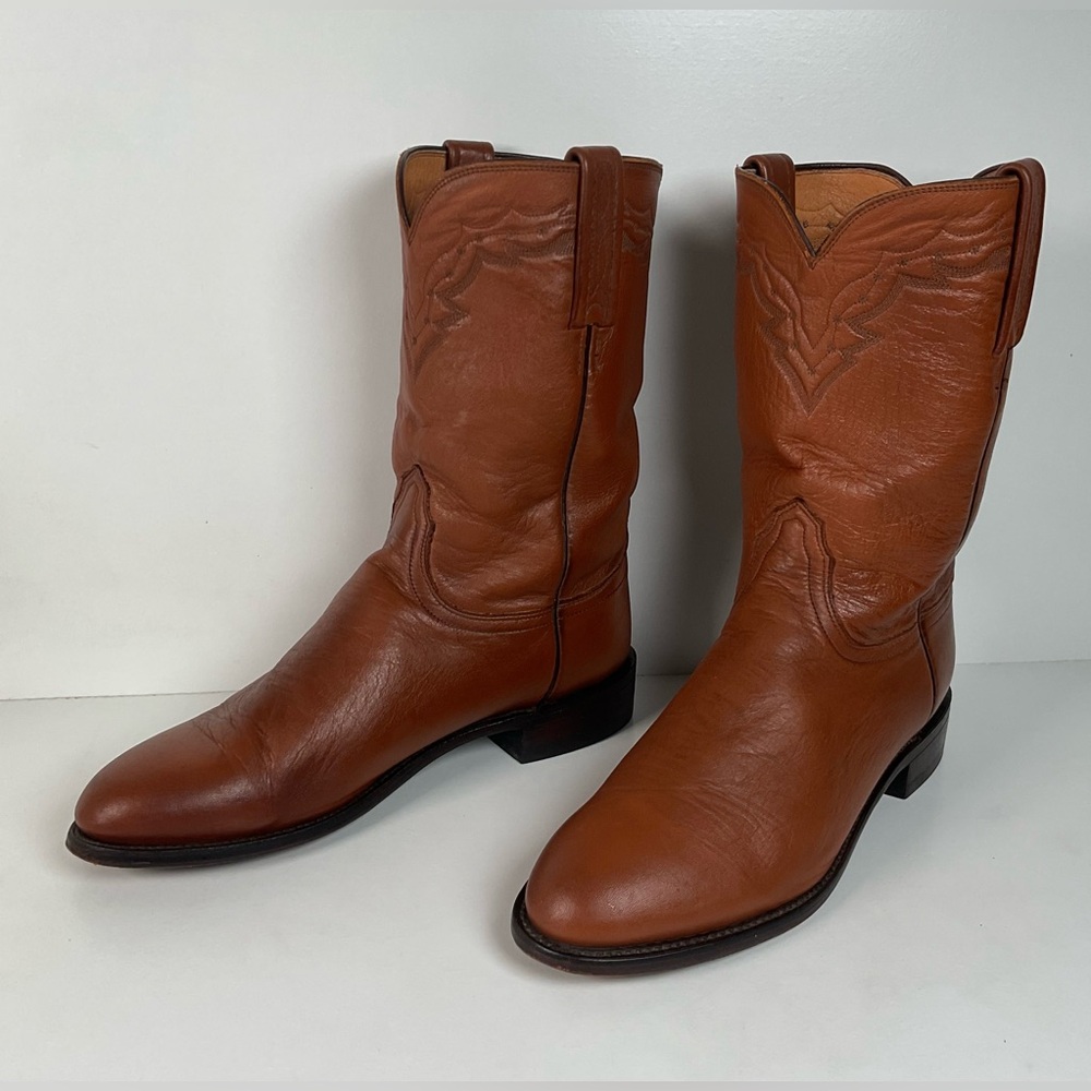 Lucchese 2000 Roper Boots | USA Made | Brown Calf | Men’s 9.5 D